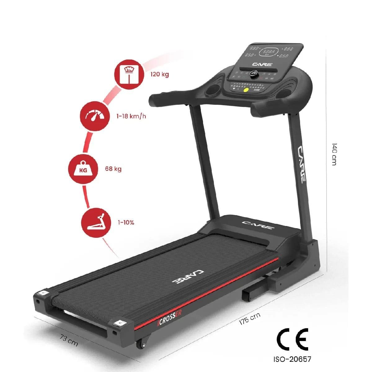 Tapis de course connecté - Care Crosser - 18 km-h - Inclinaison motorisée - Kinomap1